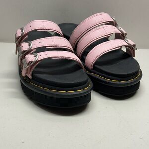 Dr Martens Sandals Blaire Chalk Pink  Leather Straps Platform Slides NWT Size 8